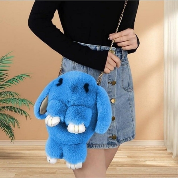 Faux Rabbit Fur Crossbody Handbag Shoulder Bag Great for Easter - Picture 3 of 7